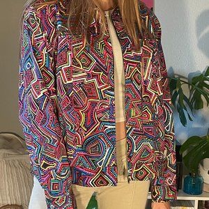 Chico's Zip-Up Colorful Collared Jacket